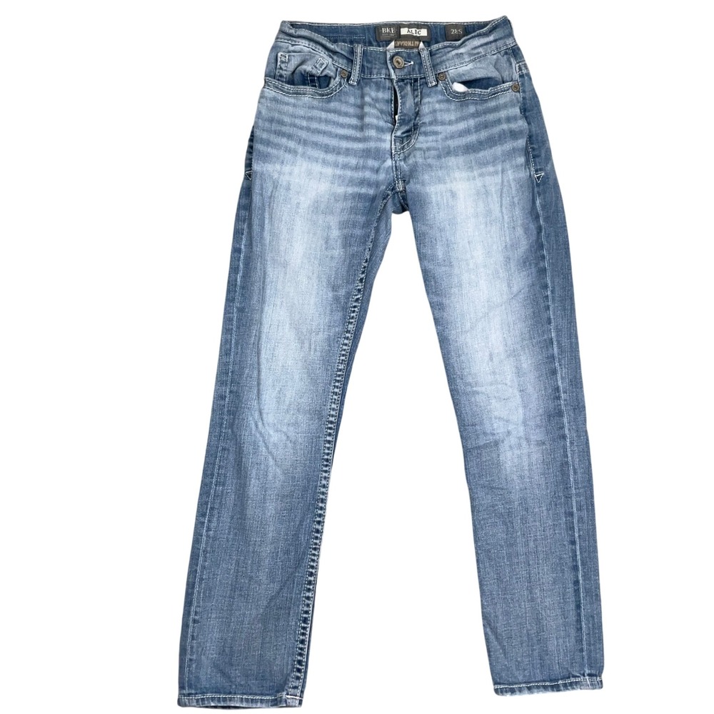 BKE Alec Jeans Mens 28S Light Blue Straight Leg Contrast Stitching Y2K Retro